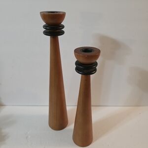 Milano Series Walnut Wood Retro Candlesticks 1990's